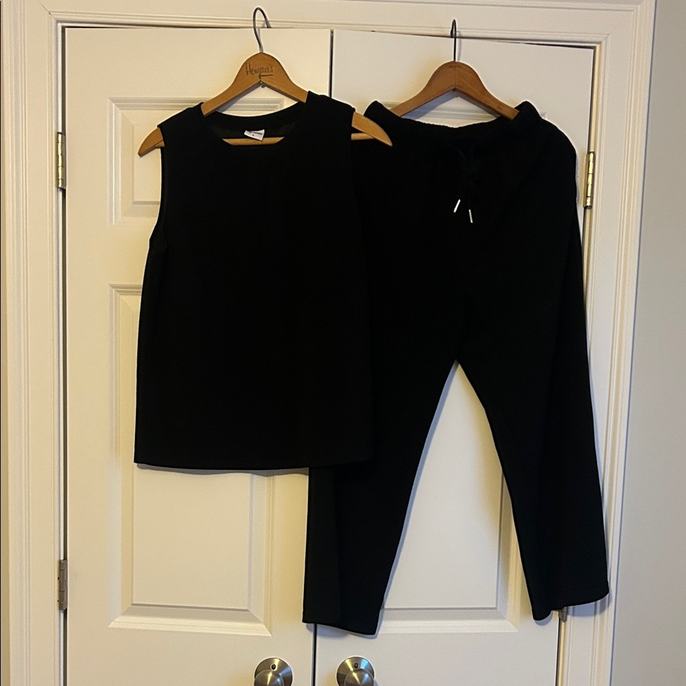 Black Sleeveless Top and Pants Set